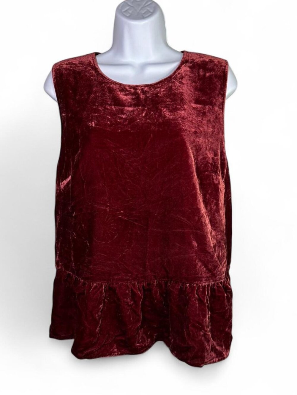 J. Crew Crushed Velvet Peplum in Wine Red